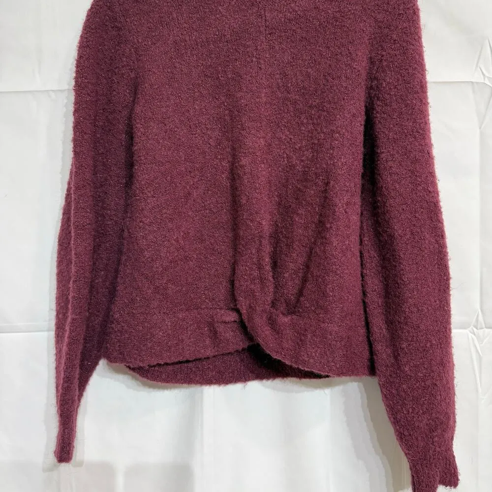 Joie Cranberry Stavan Metallic Detail Crewneck Sweater Sz M - Image 6