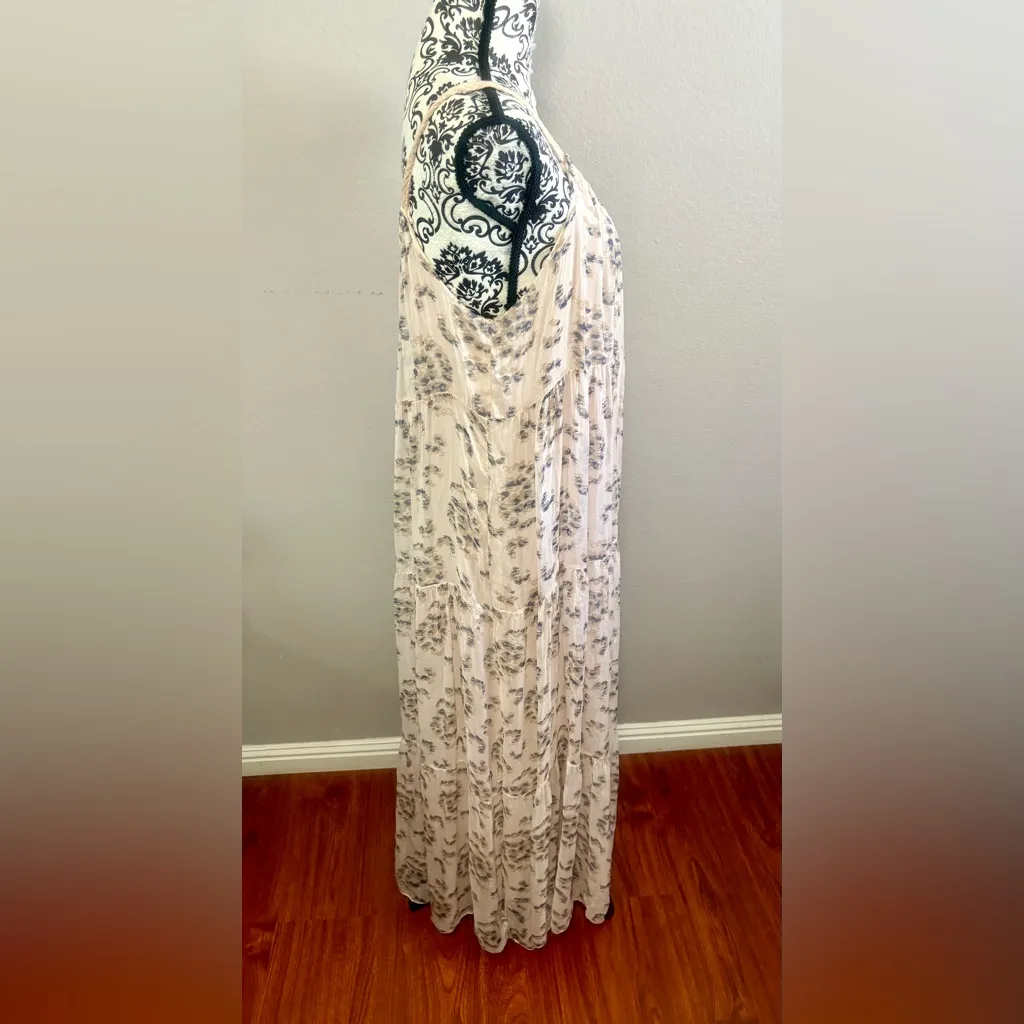 ELENA BALDI Silk Floral Print Maxi Dress Pink Size L - Image 4