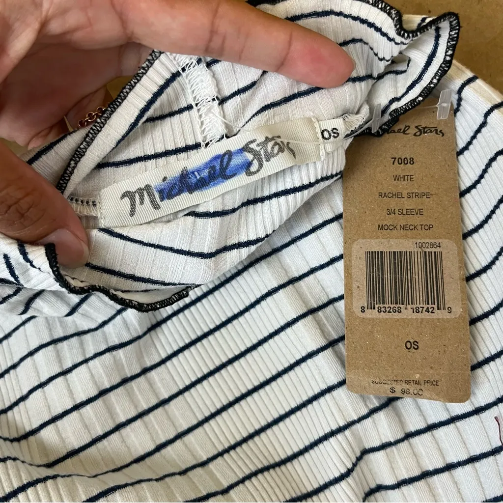 Michael Stars Stripe Mock Neck Long Sleeve - Image 6