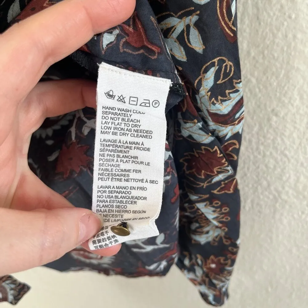 Cleobella Womens Jillian Organic Cotton Ruffled Collar Boho Paisley Blouse Size - Image 11