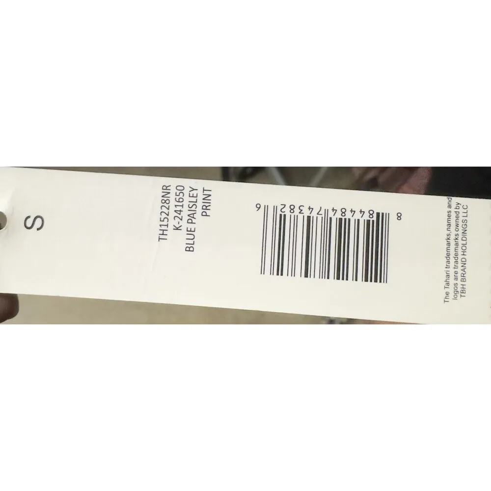 T Tahari ACCORDION PLEATED SKIRT Blue Paisley Maxi Midi Lined Sz Small NWT - Image 9