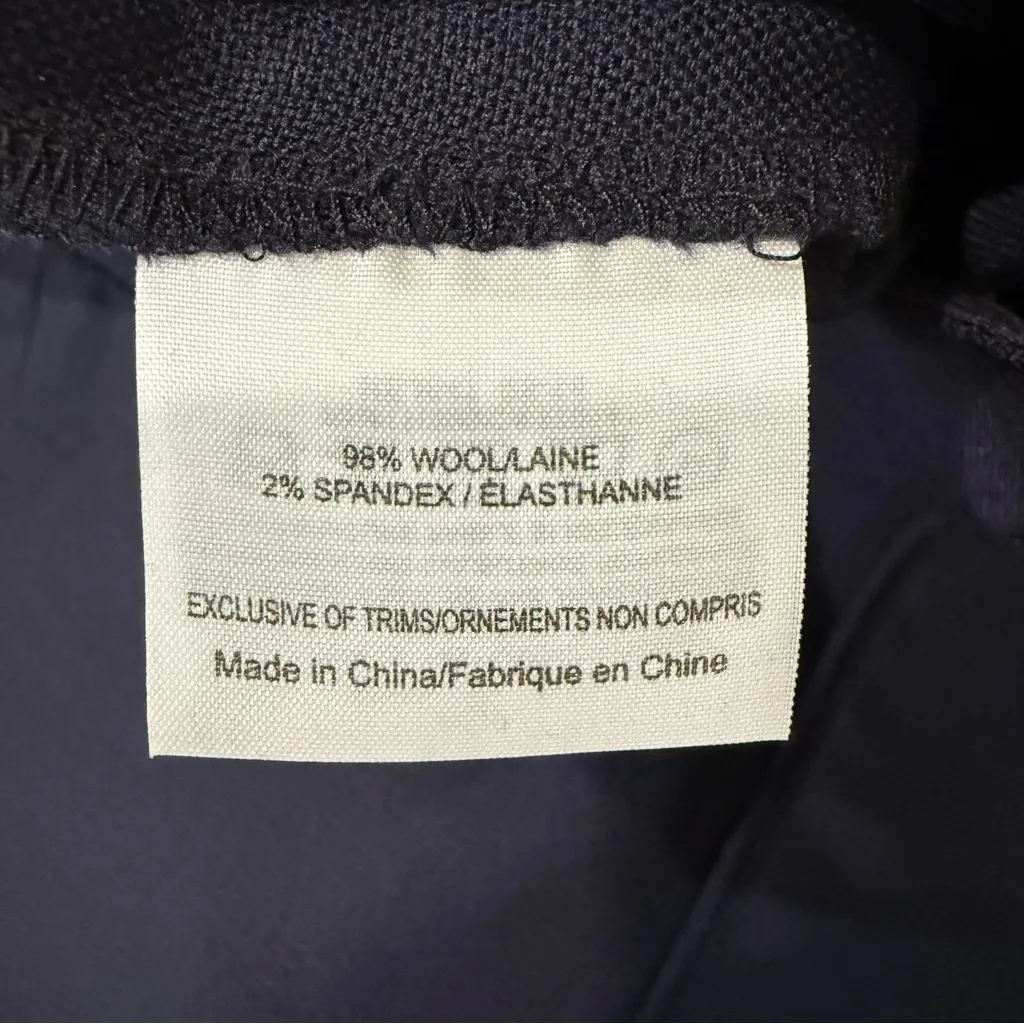 Tory Burch Wool Blend Slim Silhouette Dress Pants Women’s 12 Midnight Navy Blue - Image 9