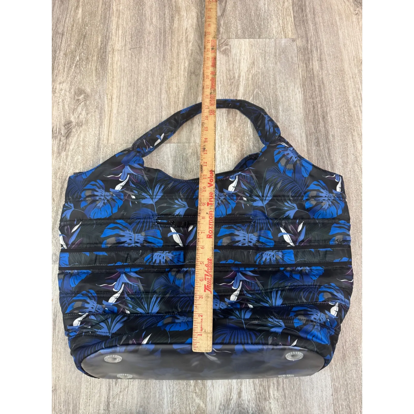 Lug Gondola XL tote bag Puffer Tropical Floral Blue Black Multiple Zip Pockets - Image 10