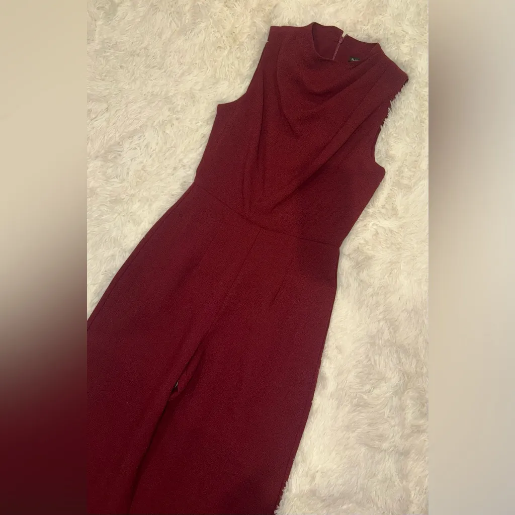 NWOT NEW Black Halo Corinne Sleeveless Flared-Leg Heroine burgundy Jumpsuit sz 8 - Image 4