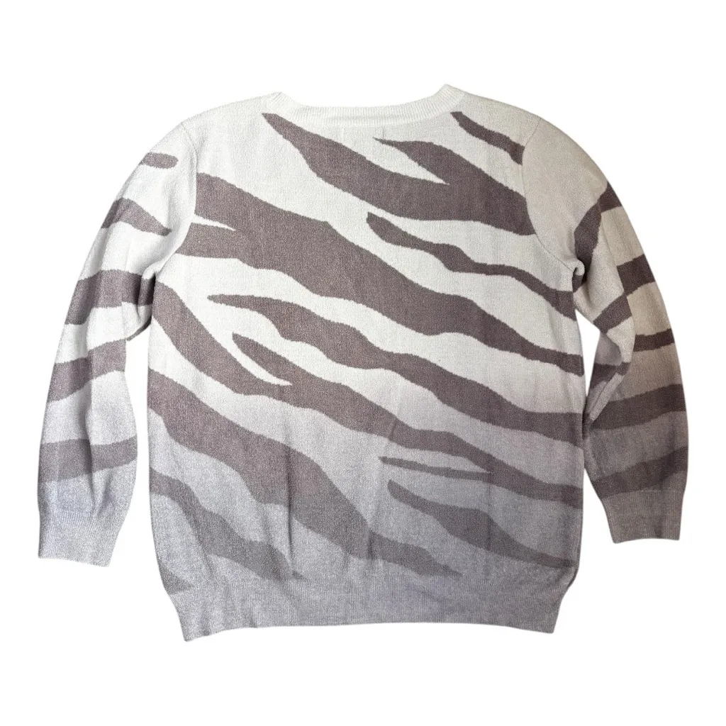 Barefoot Dreams Ombré Zebra Print Sweater Purple Lilac Size M - Image 3