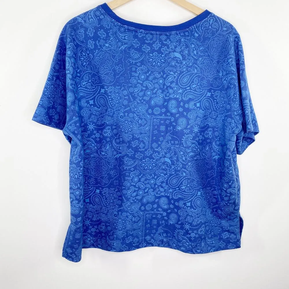 Alpine Design Bandana Print Blue French Terry Short Sleeve Tee Womens Large - Image 2
