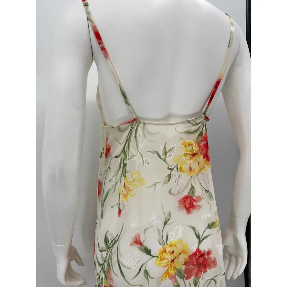 Natori Vintage Robe Nightdress Set Orange Yellow Floral Lace Trim Size S - Image 8