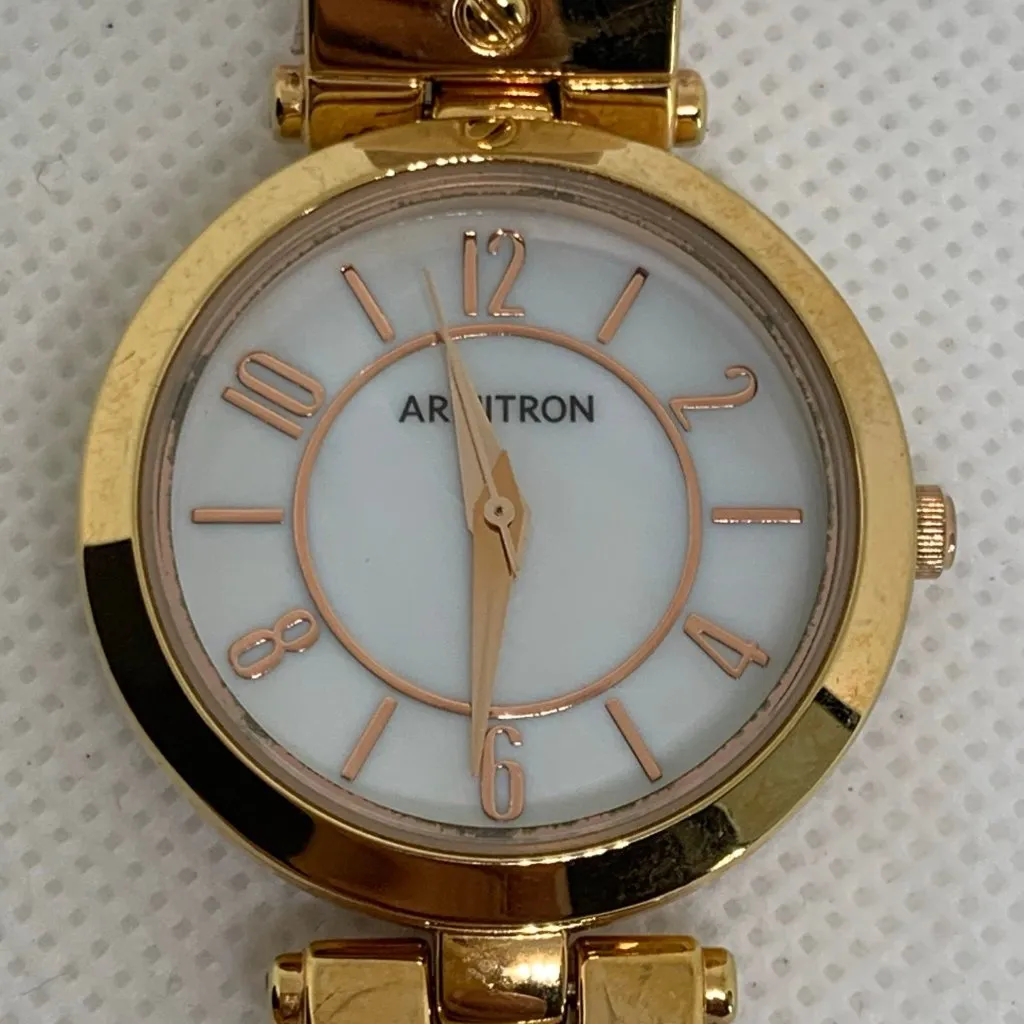 Armitron women rose gold tone watch 30mm quartz analog pink leather running - Image 3