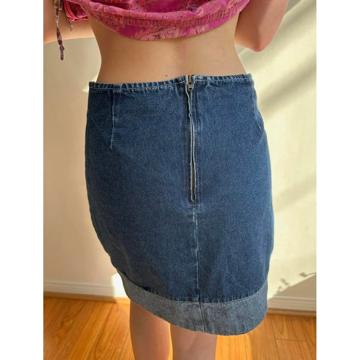 Route 66 Denim Embroidered Mini Skirt - Image 6