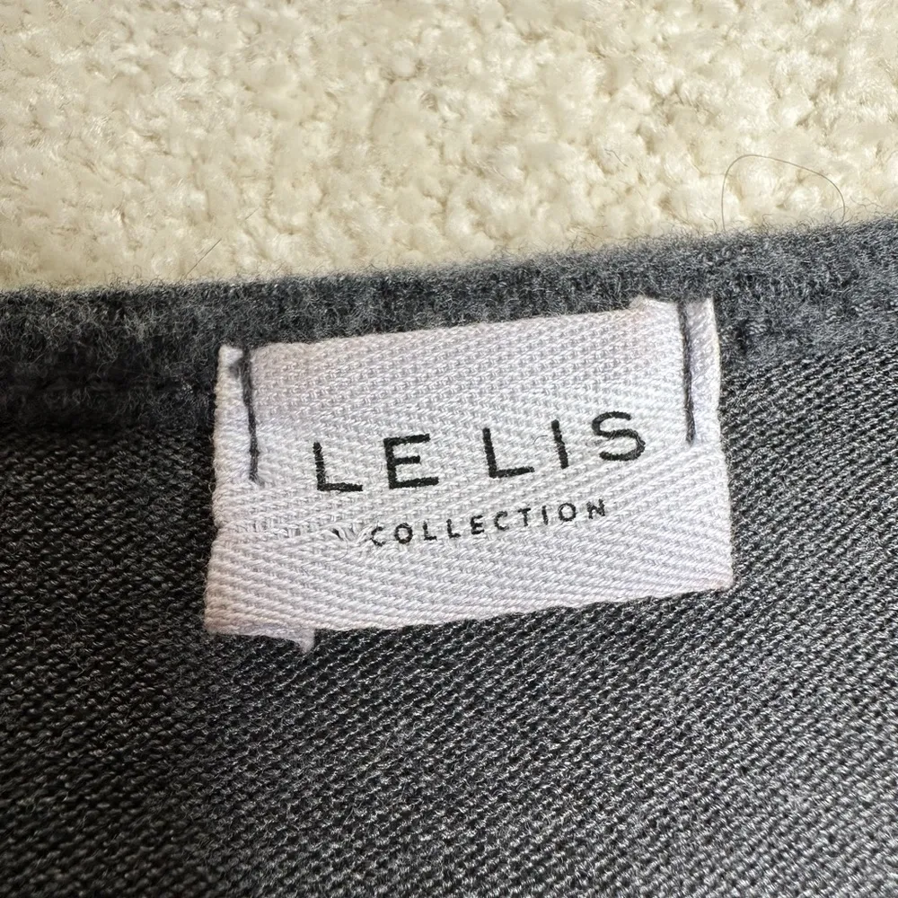 Le Lis Gray Asymmetrical Fitted Long Sleeve Top - Image 4