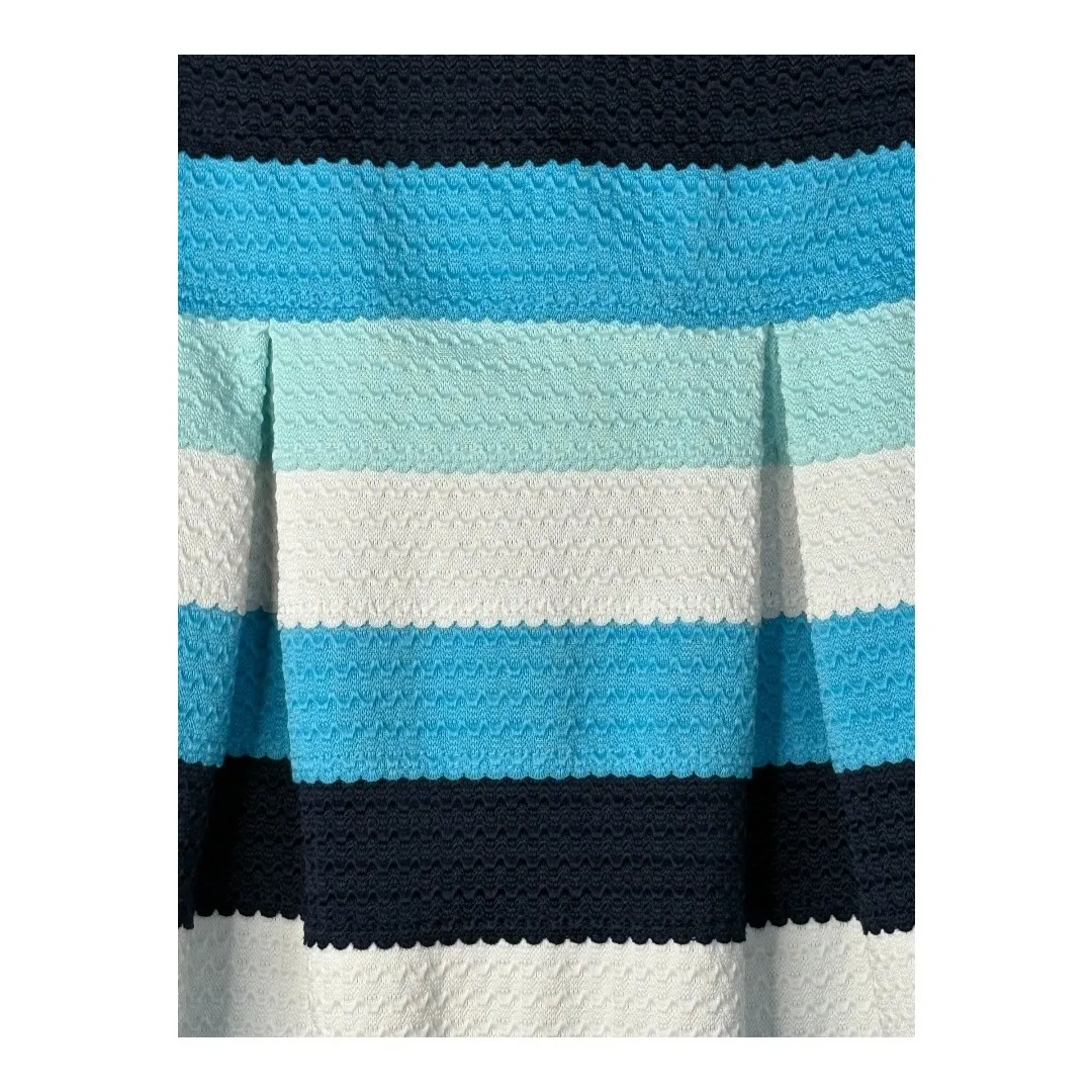 7th Avenue New York & Co Striped Textured Skirt Blue White‎ Navy Size Large - Image 3