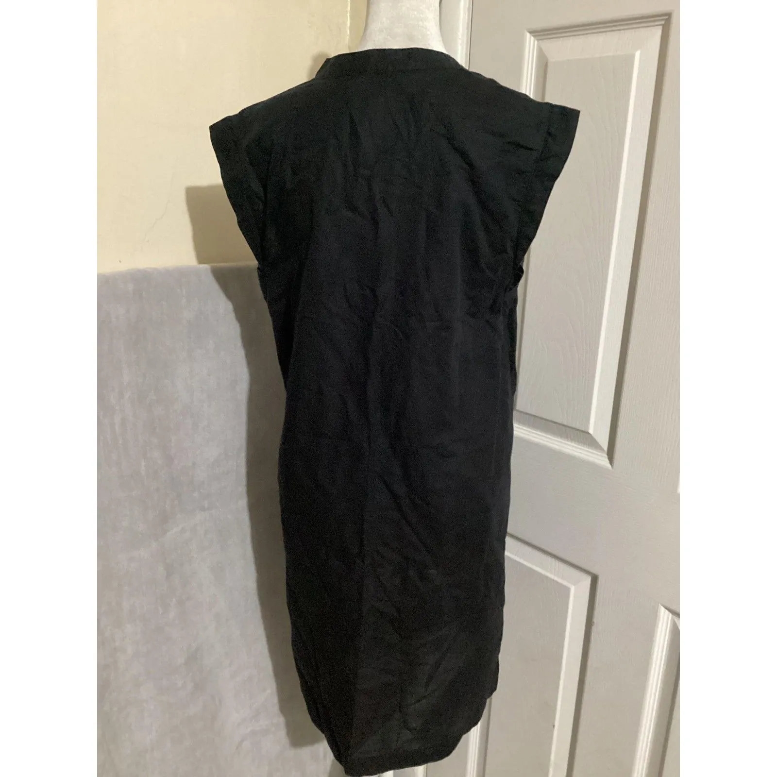 Banana Republic Dress Womens XS Black Embroidered Beaded Linen Sleeveless Tunic - Image 4