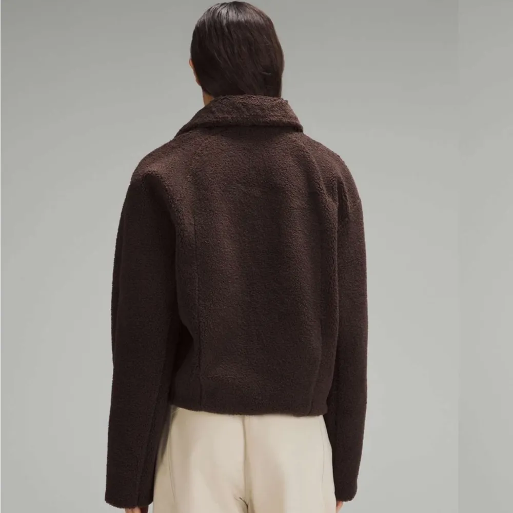 Lululemon Textured Fleece Collared Jacket Winter Teddy Coat Espresso Brown NWT - Image 2
