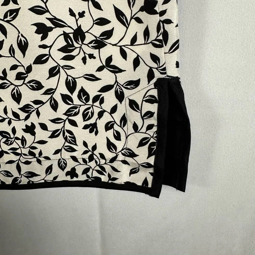 Grace Elements 100% Silk Cream
& Black Floral Lined Pencil Skirt Side Slit 6 NWT - Image 4
