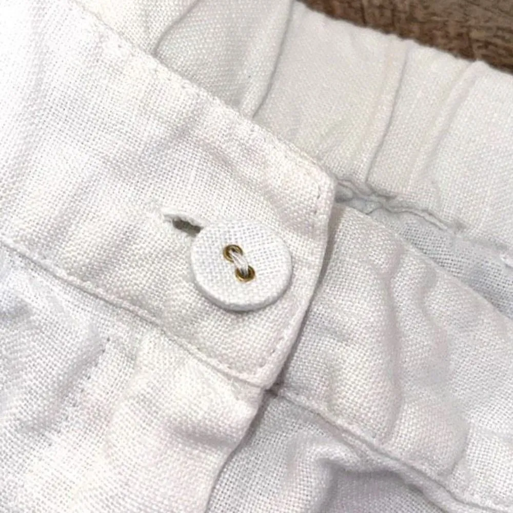 Charter Club Weekend Womens‎ Linen Patch Pocket Casual Cropped Pants White XL - Image 5