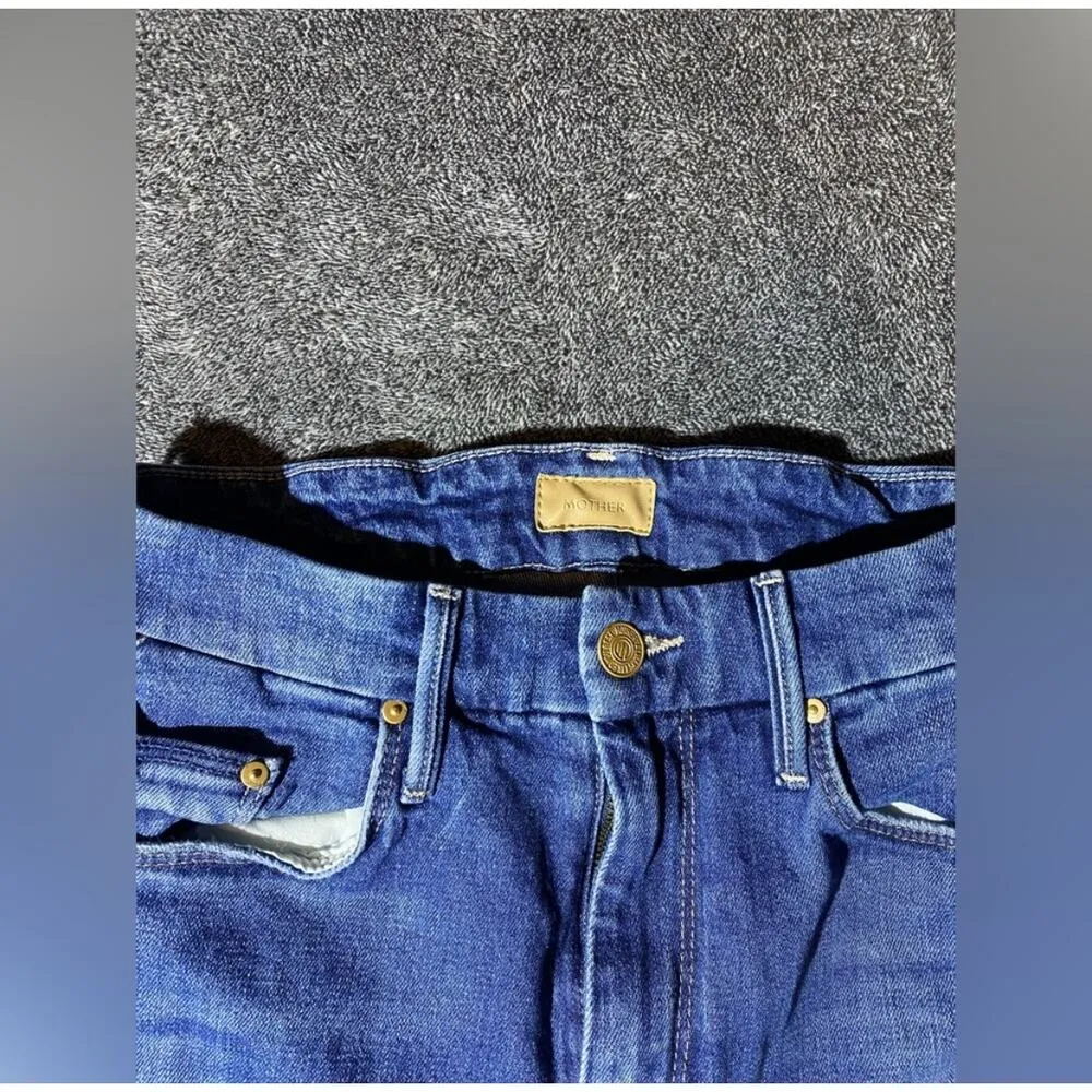 Mother Denim High Waisted Looker Ankle Fray Nature Tune Up Skinny‎ Jeans Blue Size 25 - Image 3