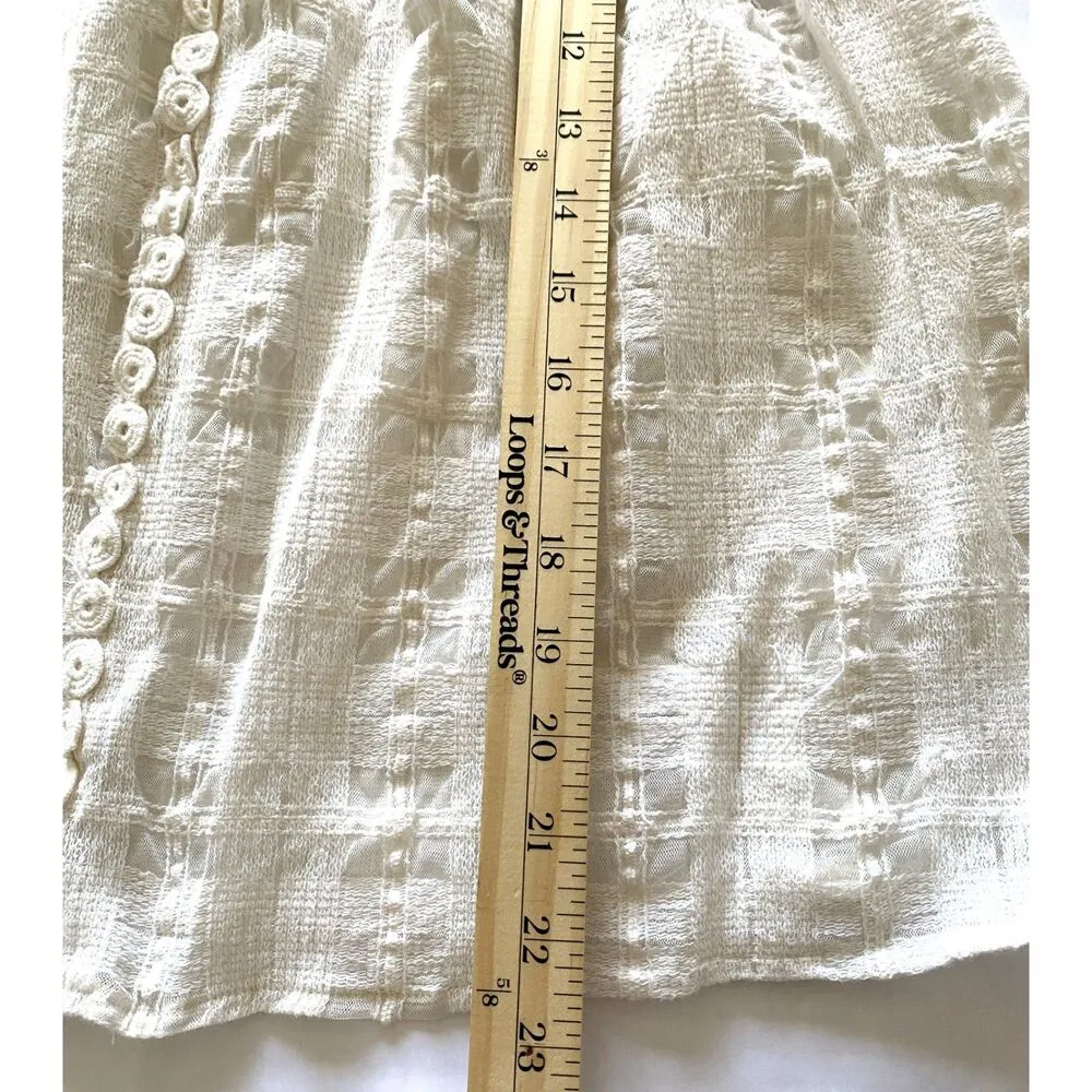 Esley Cream Cotton Lace Sheer 3/4 Sleeve Feminine Summer Pullover Top Blouse L - Image 7