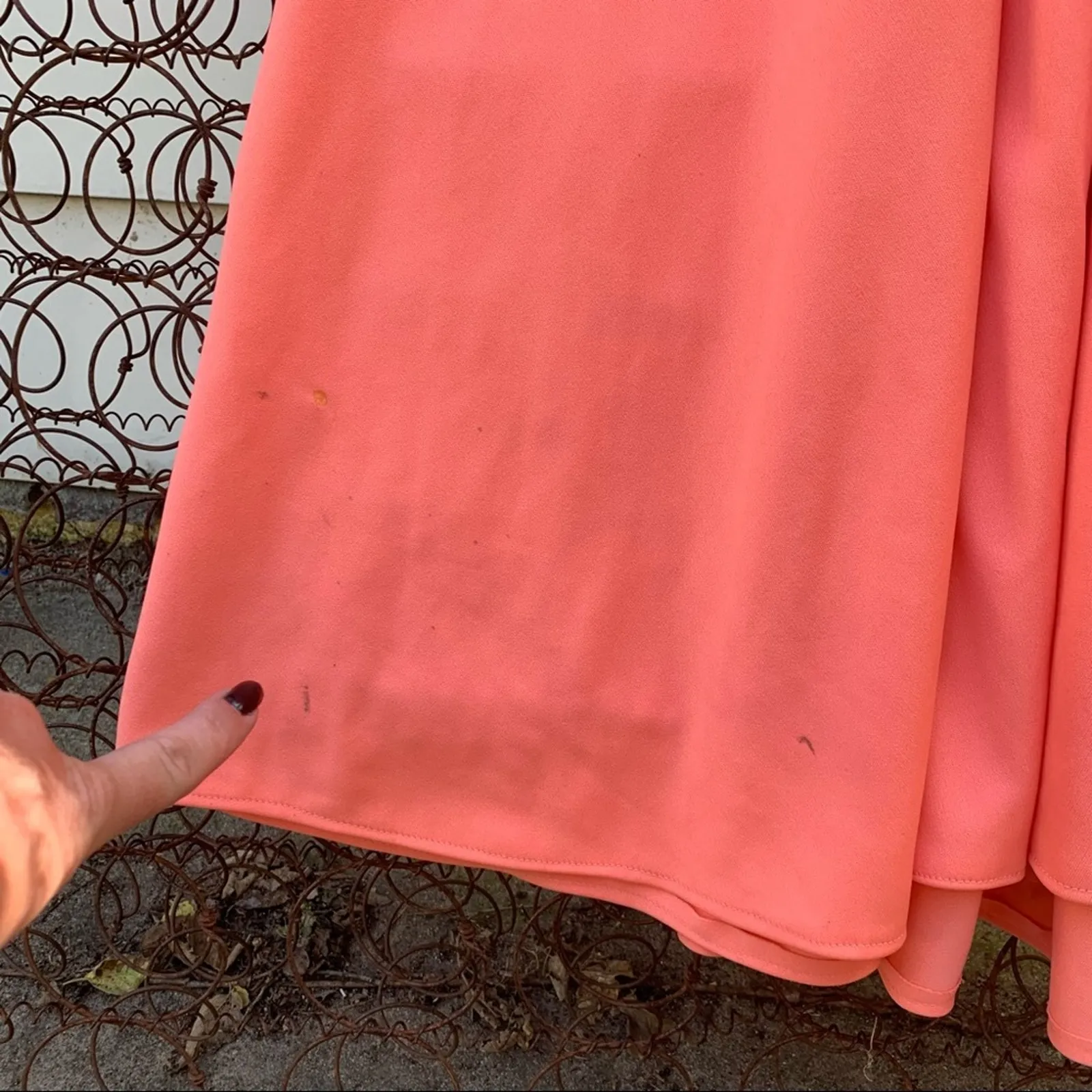 Vintage 70s Peach sheer A line blouson bust maxi dress SMALL? Orange - Image 4