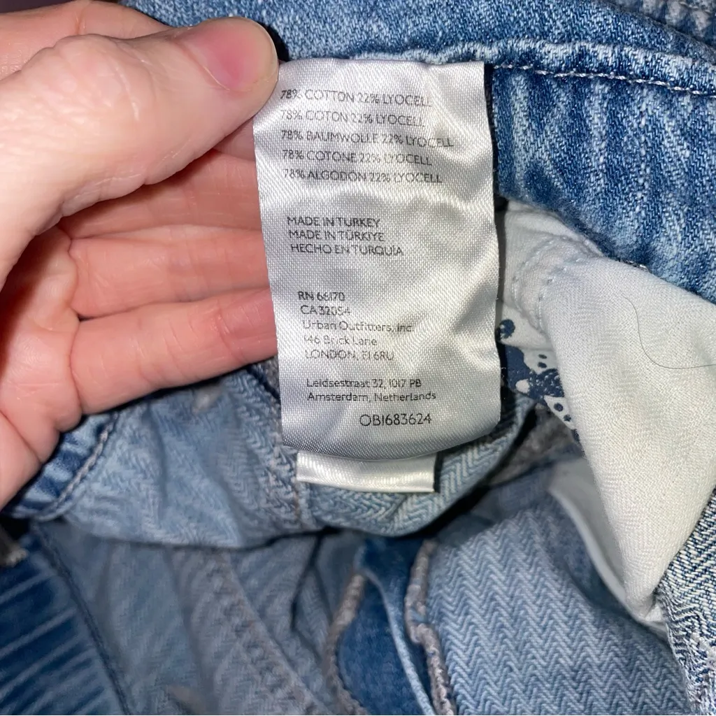 Free People We The Free Noah Foldover Harem Jeans Light Blue Denim Women M Boho - Image 10