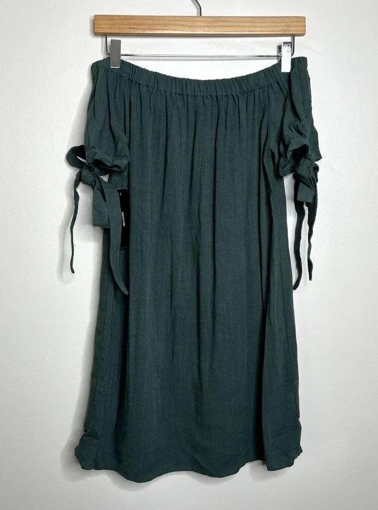 Lulus Al Fresco Evenings Olive Green Off the Shoulder Dress - Image 5