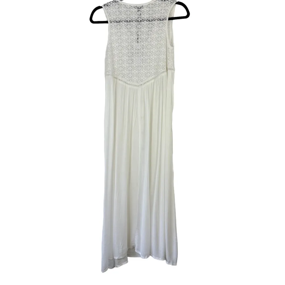 NWT Akasa Sz 6 Women's White Crochet Lace Vneck Hook‎ Eye Front Cover Up Boho - Image 7