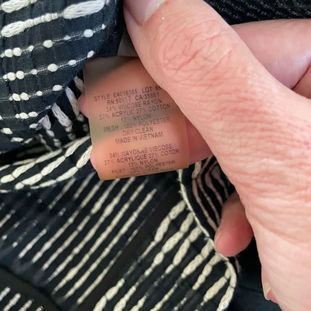 Elie Tahari Sydney Jacket Blue Black Tweed Pieced Mesh Blazer $468 M - Image 11