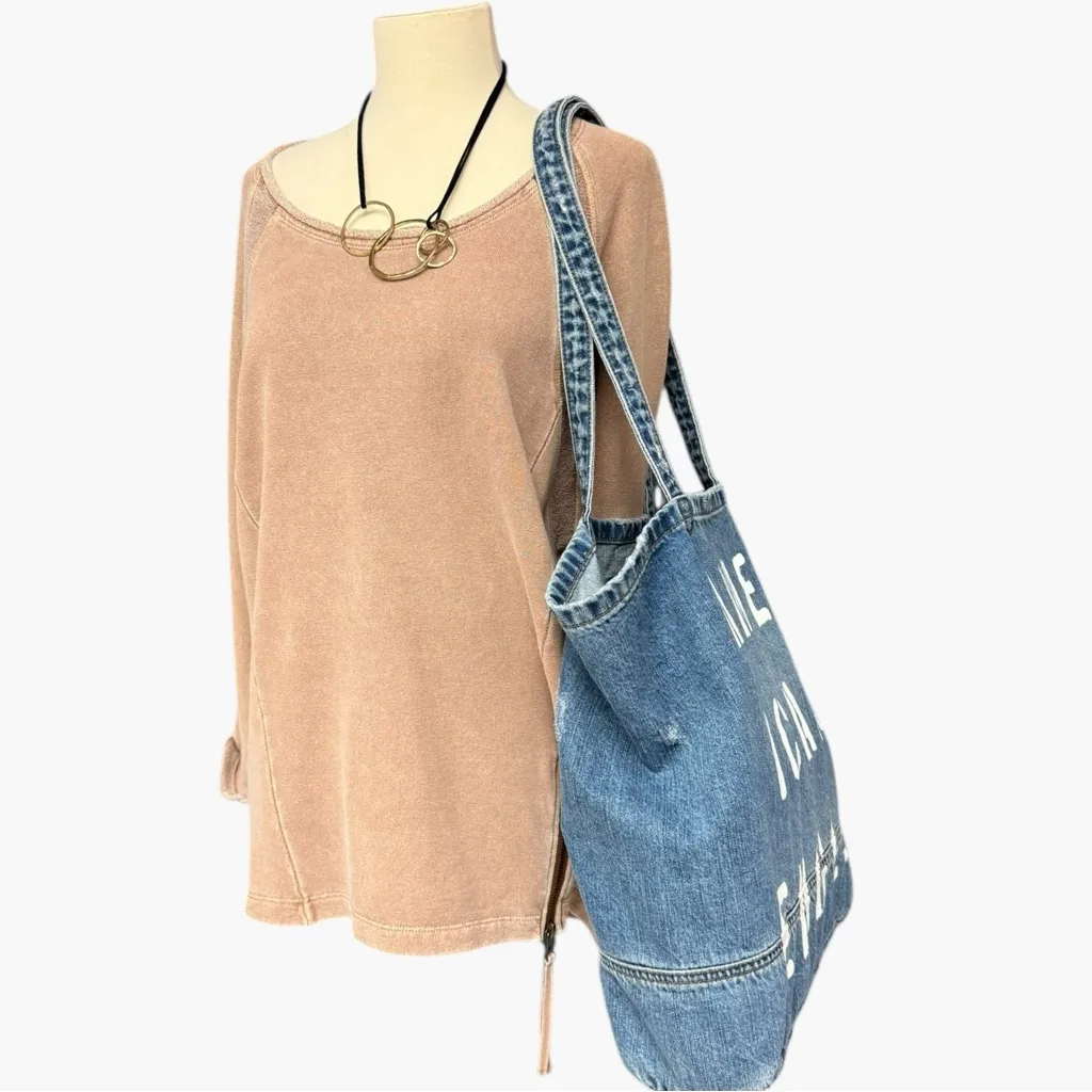 American Eagle Denim Tote Bag Blue Graphic Shoulder Bag 2017 Book Tote Beach Bag - Image 7