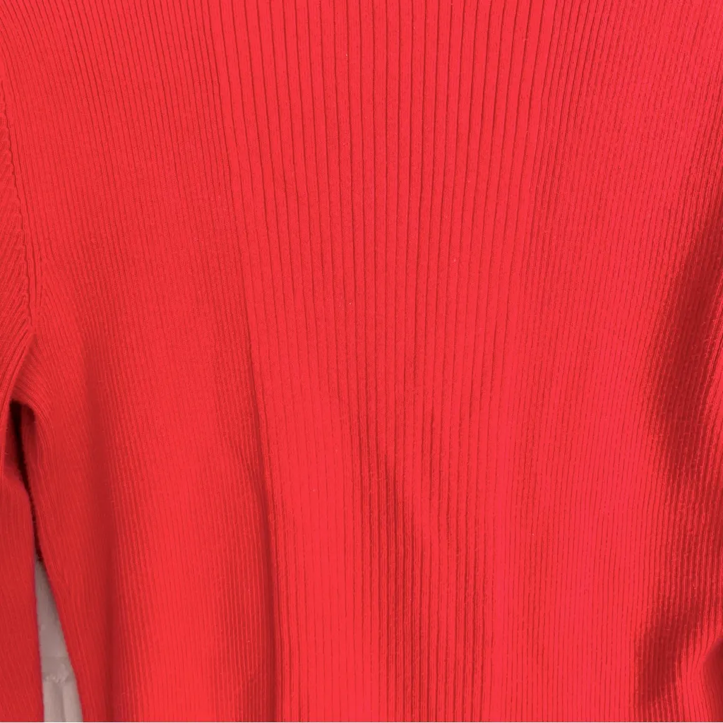 Ralph Lauren Vintage Ribbed Rust Long Sleeve Sweater Leather Zipper M Equestrian - Image 4