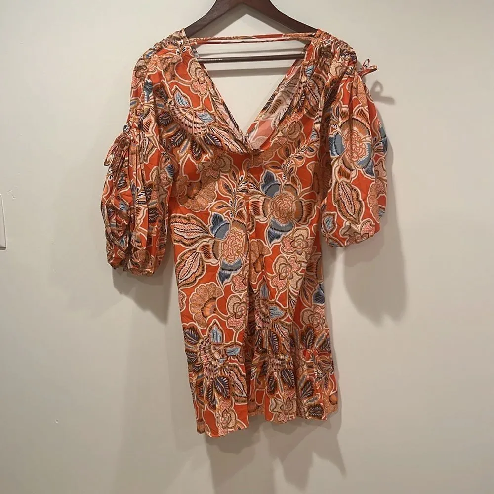 NWT Misa Los Angeles Sari Floral‎ Poplin Balloon-Sleeve Mini Dress - Size Small - Image 10