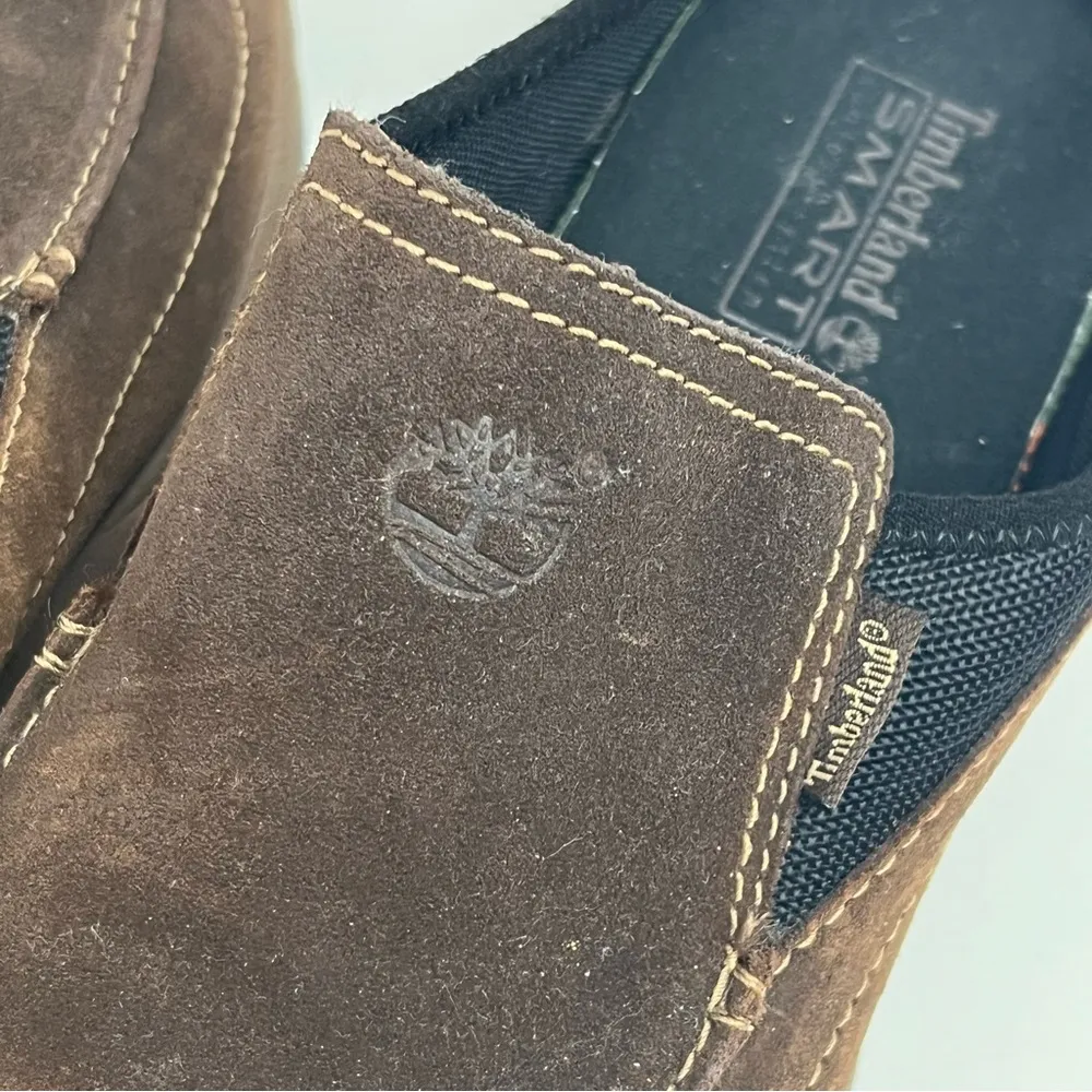 Timberland  Chocolate Brown Genuine Leather Slip On Mules, Size 8.5 - Image 8