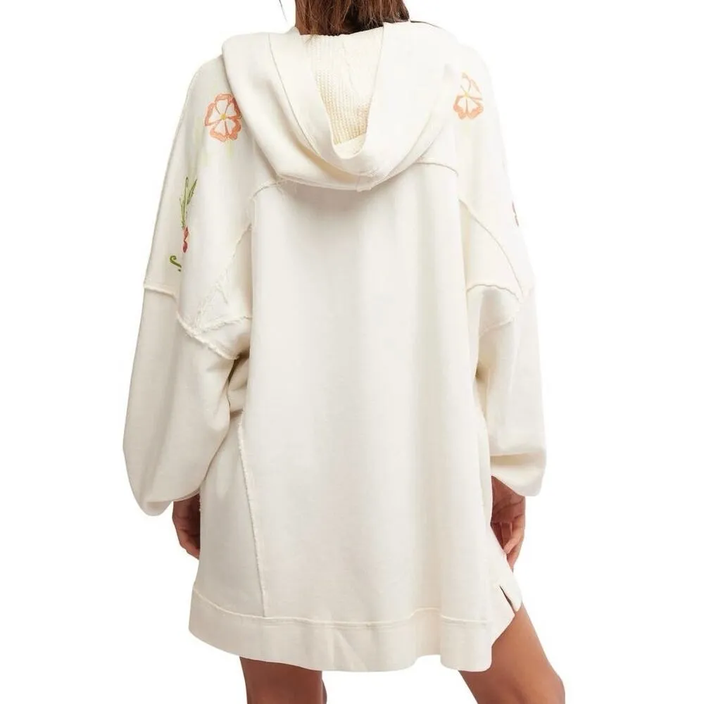 FREE PEOPLE We The Free Graphic Hoodie Ivory Combo Size L New w/ Tag MSRP $148 - Image 2