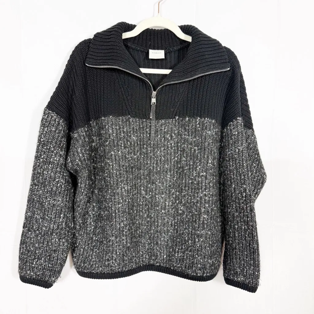 Varley Willard 2.0 Half Zip Knit Pullover Sweater Black Wool Blend Loungewear - Image 2