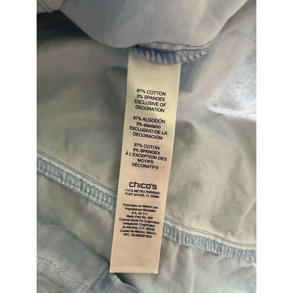 Chico's Zenergy Blue Chambray Zip Jacket Medium - Image 6