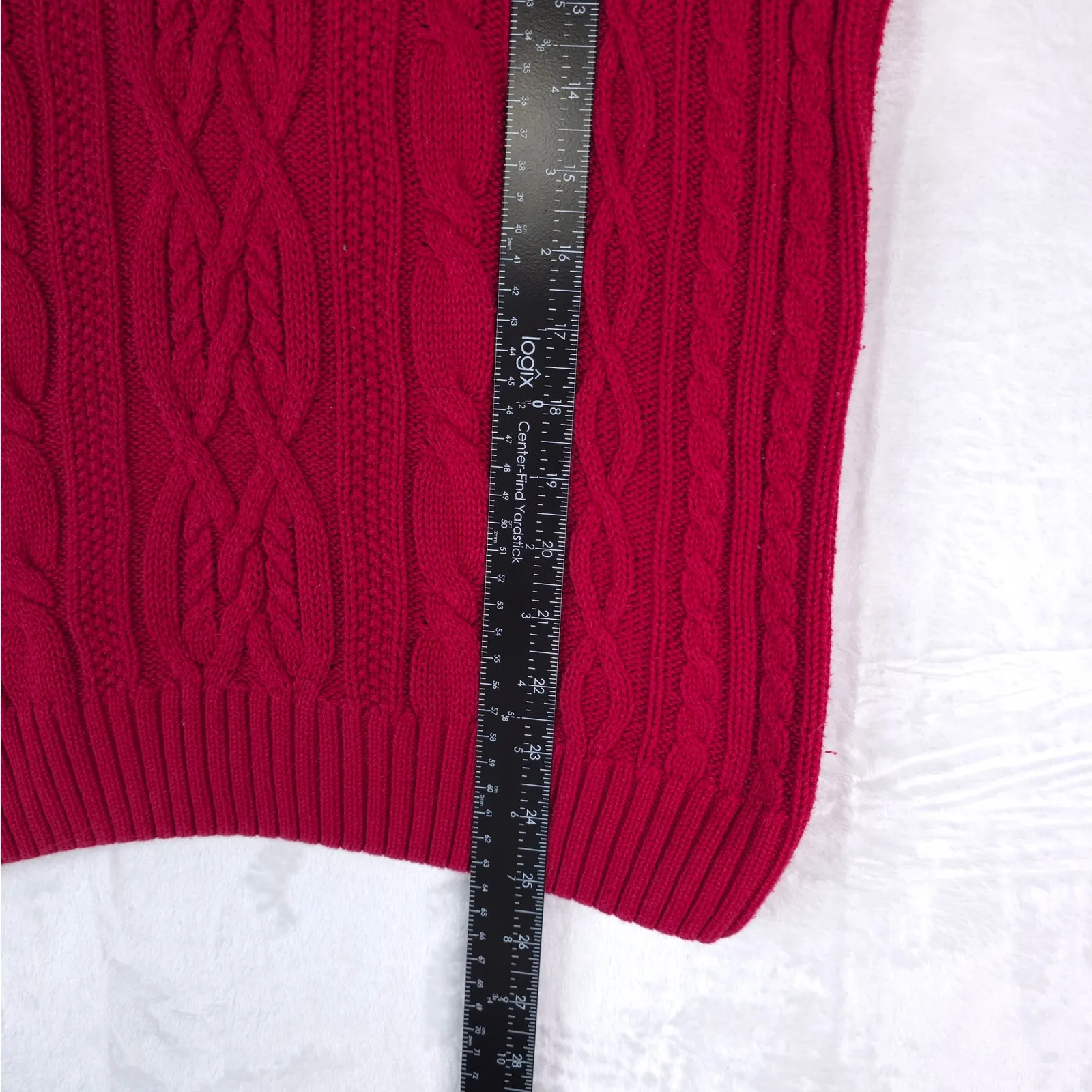 Croft & Barrow Cable Knit Turtleneck Sweater Women Small Red Cotton Winter Cozy - Image 9