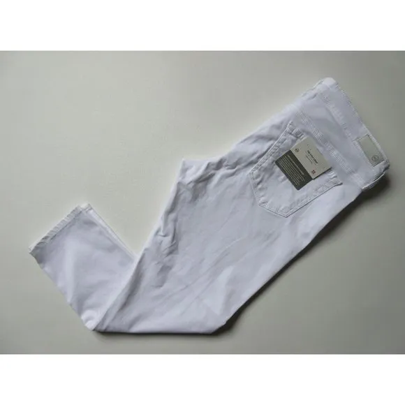 NWT AG Adriano Goldschmied Stilt in White Sateen Cigarette Crop Stretch Jeans 32 - Image 2