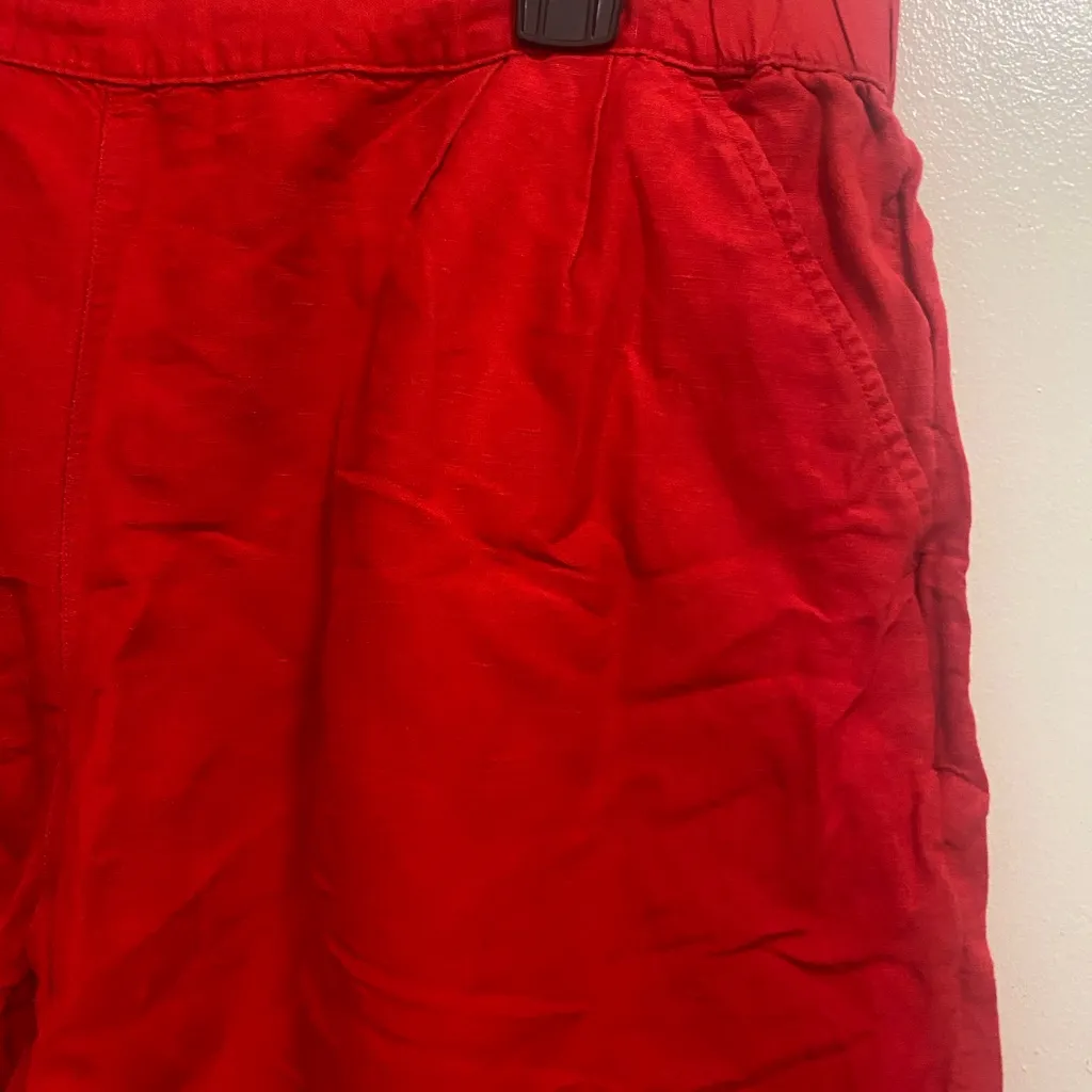 A New Day Womens Cherry Red Linen Rayon Blend Shorts L Large Waist 34” - Image 2