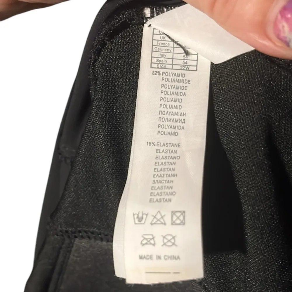 MINXUEER BLACK SHEER UPPER PLUS SIZE 22W PADDED ADJUSTABLE STRAP TANKINI TOP - Image 8