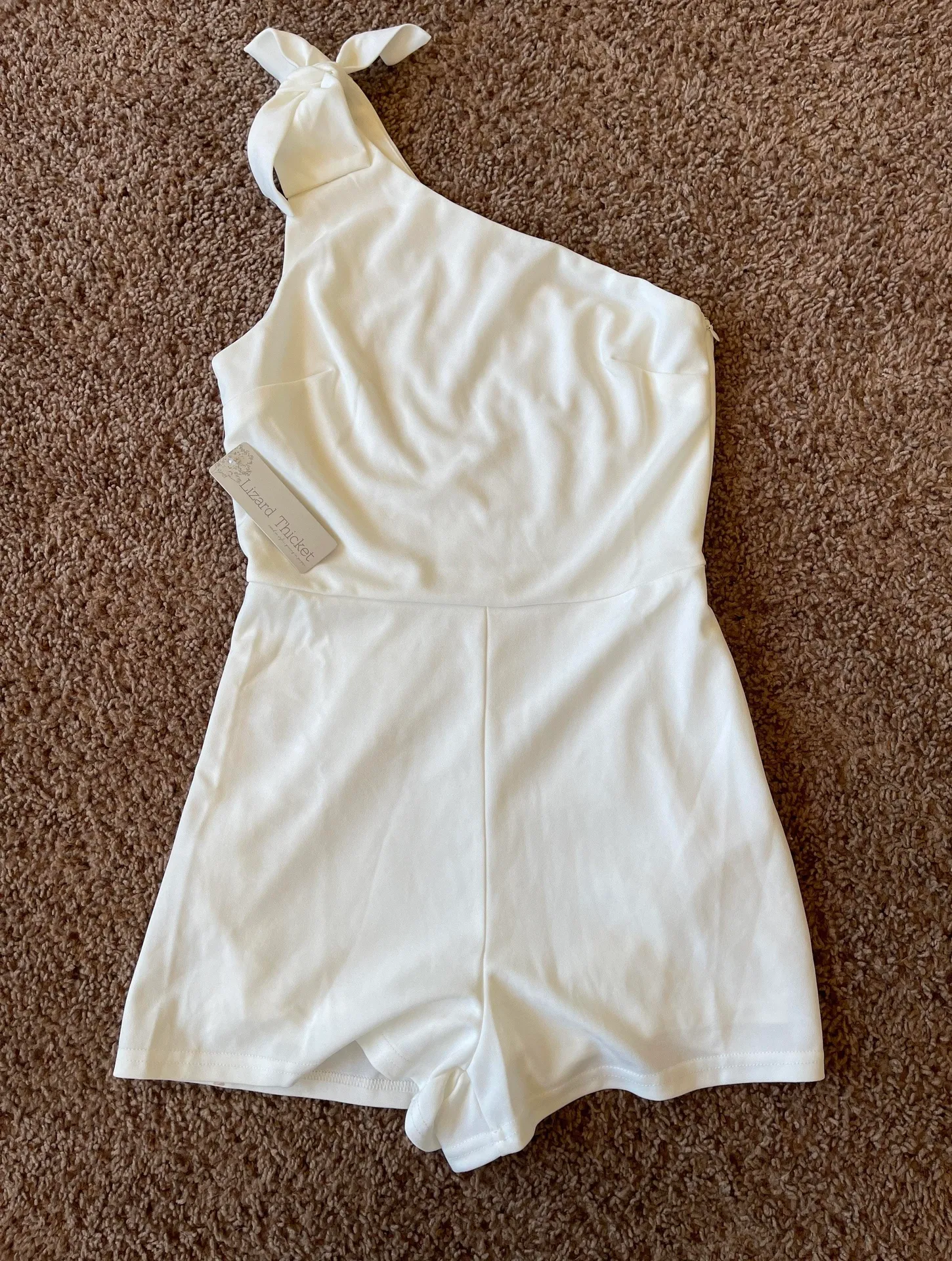 Lizard Thicket White One Shoulder Romper - Image 2