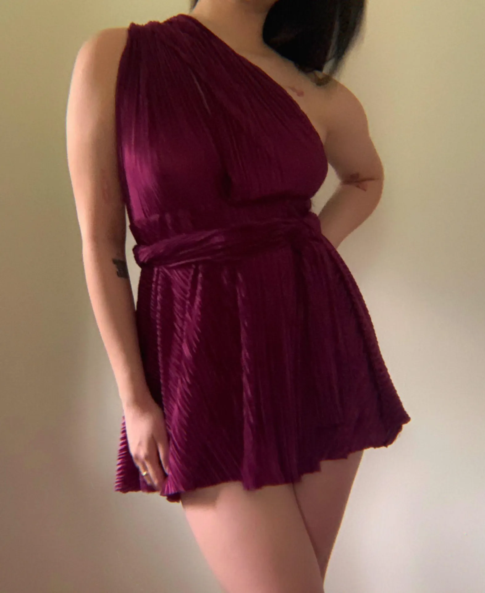 Multi Tie Textured Satin Mini Dress Red - Image 5