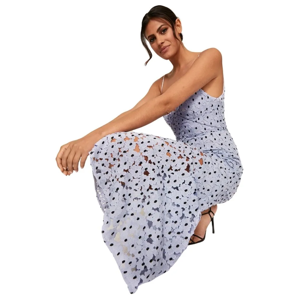 Sau Lee Polka Dot Lucy Dress in Blue 4 Womens Floral Midi Cocktail - Image 10