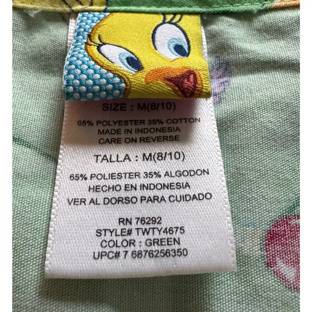 Tweety Bird Christmas Holiday Ornament Scrub Top Warner Bros Medium 8/10 Bunny Green - Image 4