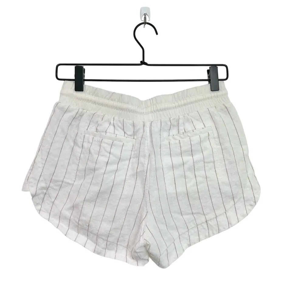 Athleta Beachside Bali Linen Shorts White Stripe Size 0 - Image 4