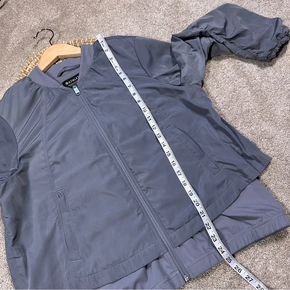 Athleta Wayfarer Bomber Jacket Full Zip Longsleeve Travel in Coastline Blue M - Image 12