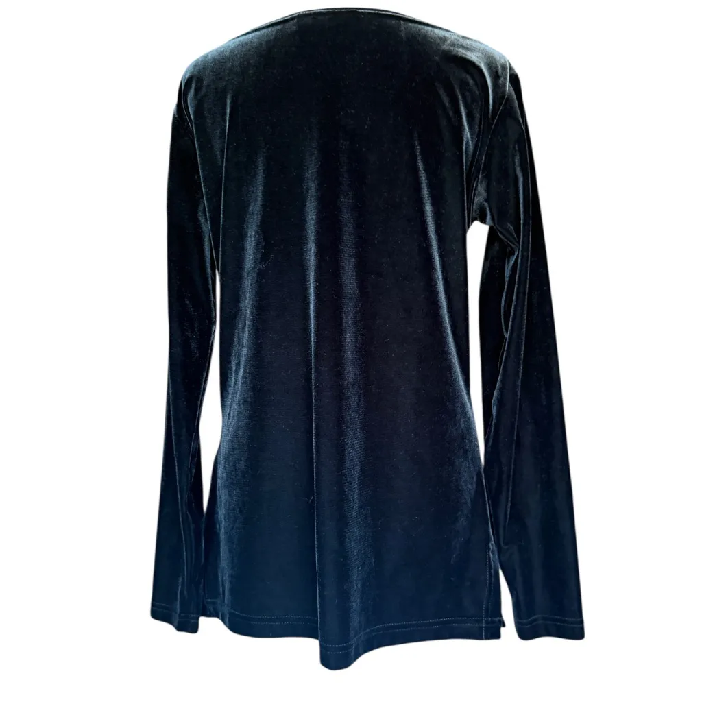 Breeches‎ Vintage Black Velvet Long Sleeve Top Sz S - Image 4