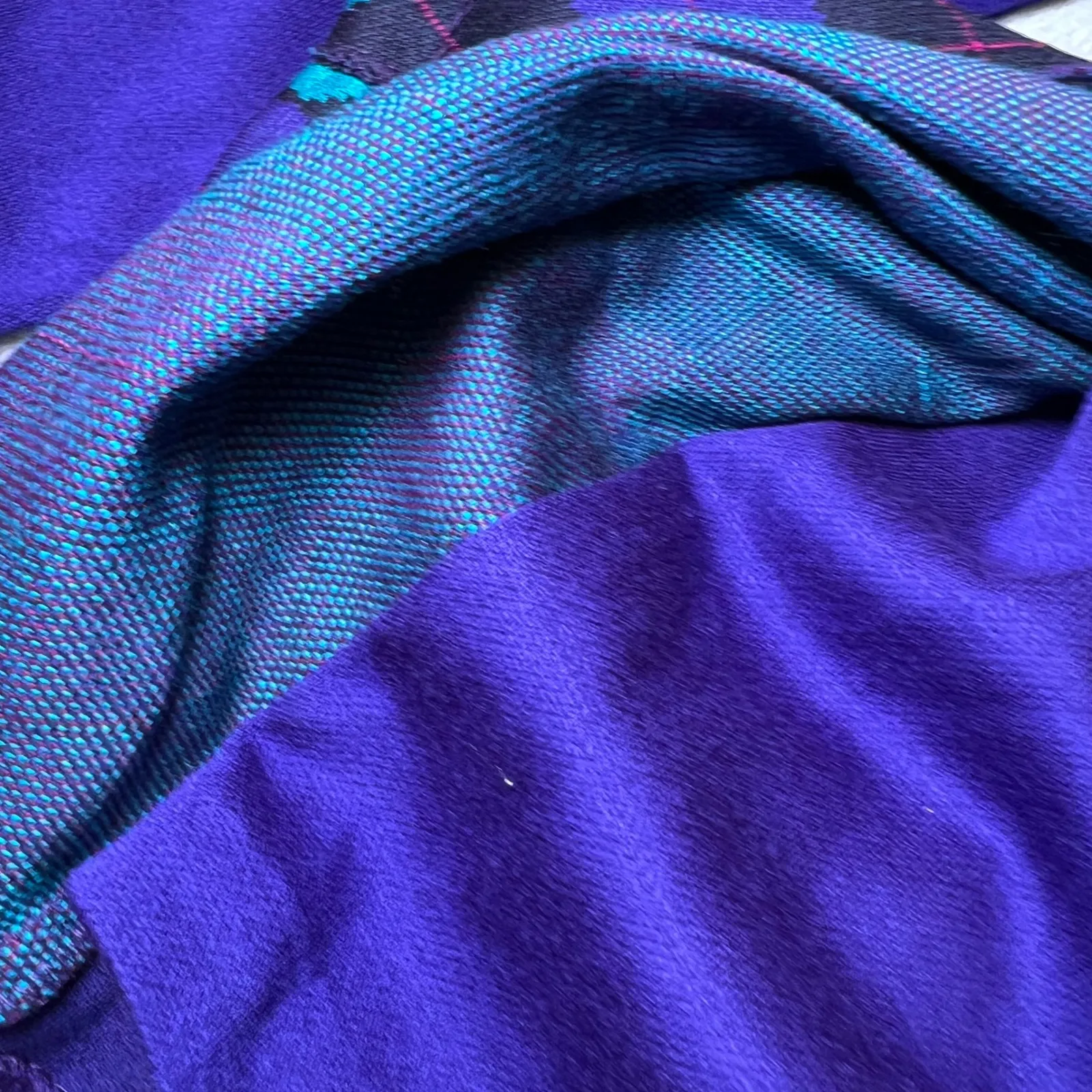 Alfred Dunner Knit Cardigan Sweater Womens Medium Purple Teal Argyle Casual Fall - Image 8