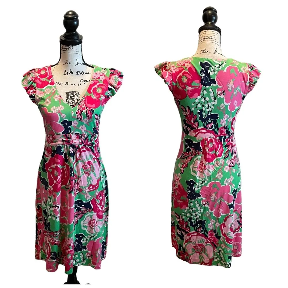 Lilly Pulitzer Floral Dress Ruffle Cap Sleeve Pink Green Size Small NWOT 26316 - Image 12
