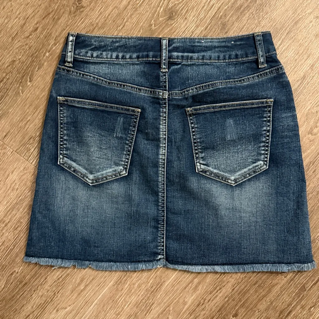 Altar’d State denim mini skirt floral embroidered distressed size XS - Image 5