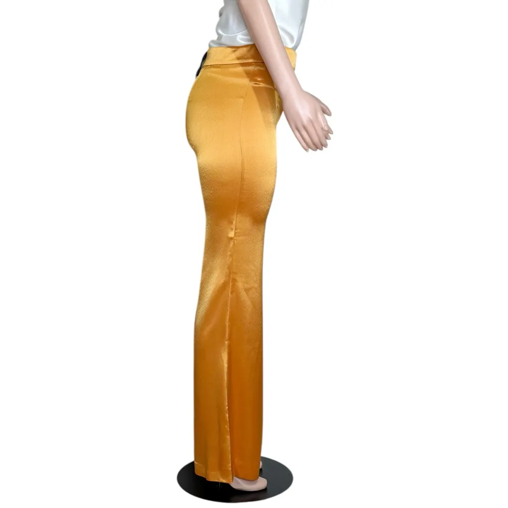 GALVAN LONDON Julianne High Waisted Crepe Satin Flared Trousers, Ochre, 2 (US) Orange Size 0 - Image 8