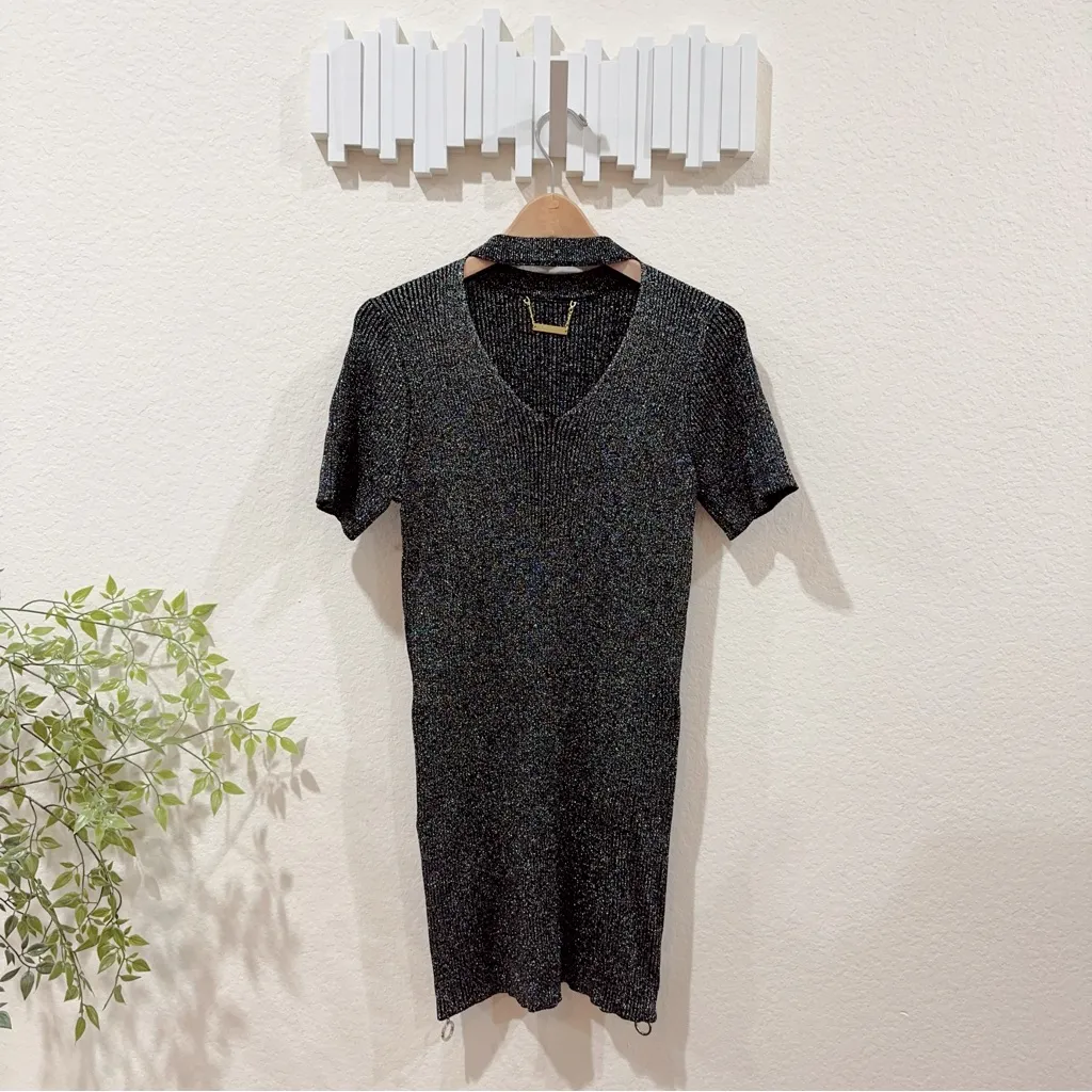 J.ING Jing Black Shimmer Knit Sweater Dress Size [L/XL] NWT - Image 2