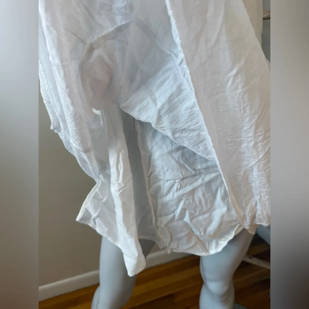 Abercrombie and Fitch White Tiered Mini Dress Flutter Sleeves Tie Back Dress Lg - Image 3
